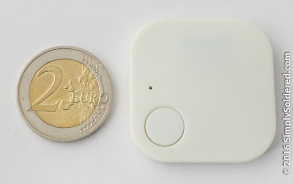 Bluetooth Low Energy Tag size compared to coin